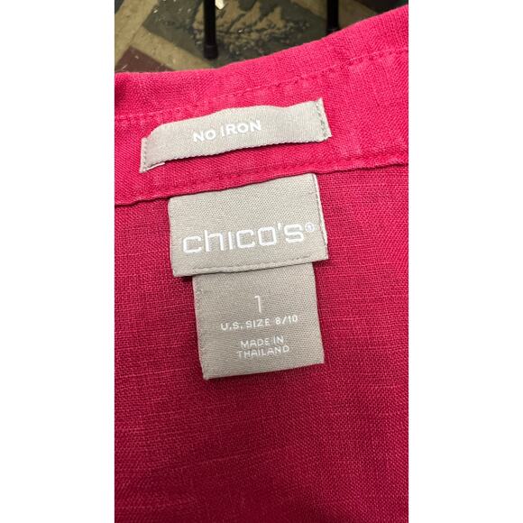 💗 Chico’s No Iron Button-Up Shirt Size 1 (8/10) – Pink Classic Easy Care Blouse - Picture 4 of 4